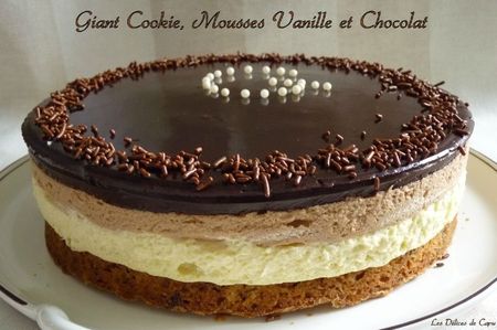 Giant cookie mousses vanille et chocolat