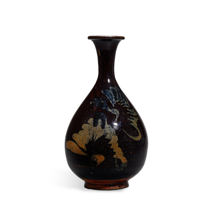 The Edward T. Chow Collection. A black-glazed russet-splashed bottle vase, Yuhuchun ping, Jin - Yuan dynasty (1115-1368)