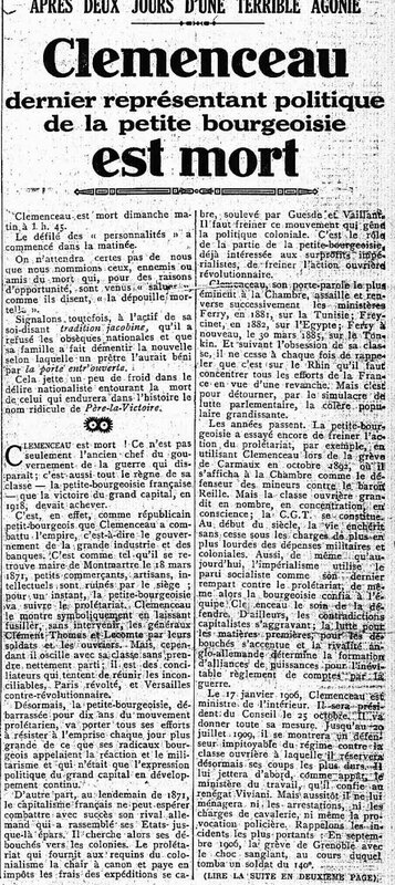 l'Huma mort de clemenveau1