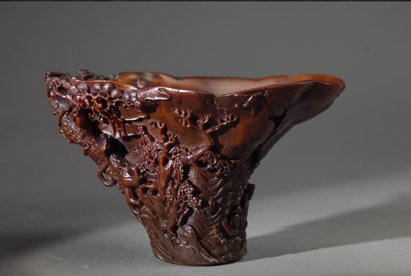 Rhinoceros-horn Cup with a Carving of the Chibi Scene, by Zhou Wenshu, Qing dynasty (AD 1644-1911)