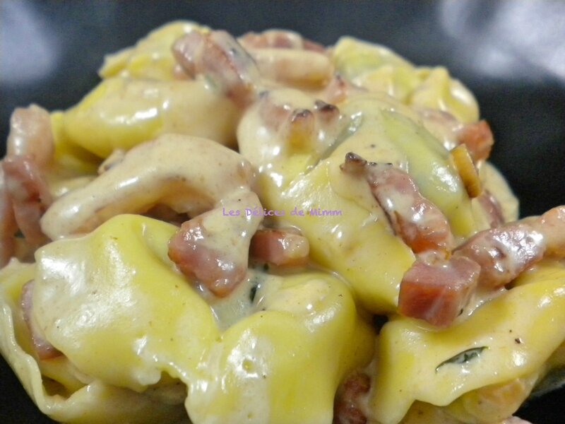 Tortellini à la crème de parmesan et aux lardons fumés 2