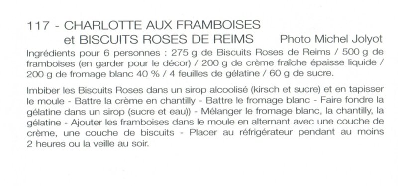 charlotte aux framboises et biscuits roses de Reims-recette