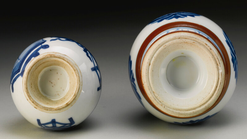 Two blue and white rosewater sprinklers, Qing dynasty, Kangxi period (1662-1722)3