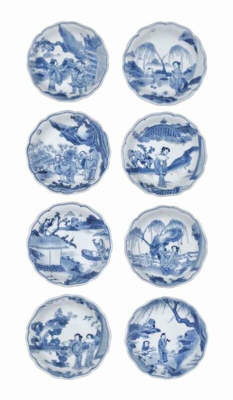 Eight small blue and white dishes, Chongzhen period, circa 1643