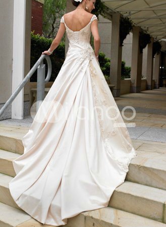 A-line-Applique-Beading-Satin-Pongee-Wedding-Dress-20858-2