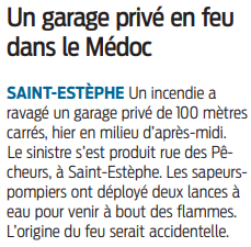 2022 04 07 SO Un garage privé en feu dans le Médoc