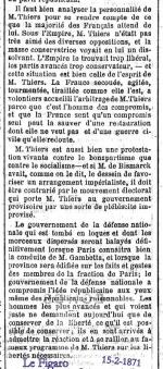 AA 1871 15 fev le Figaro eloge de thiers
