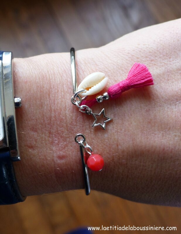 Bracelet Agatha (fushia et argenté) - 15 €