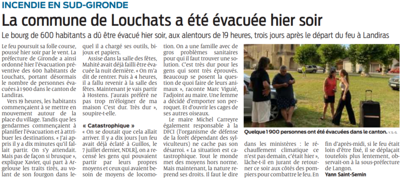 2022 07 17 SO La commune de Louchats a été évacué hier soir