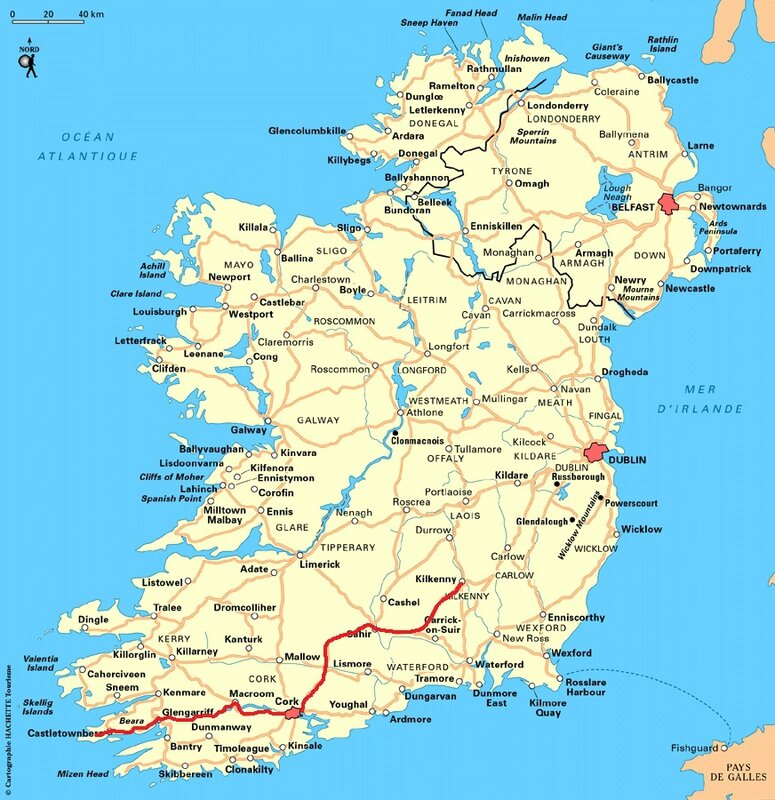 Carte Irlande Allihies Kilkenny