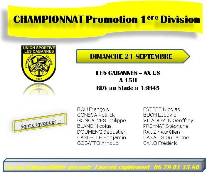 J1 CHAMPIONNAT Promotion 1ère Division
