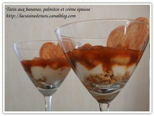 recettes dessert Tatin de banane, Palmitos et crème épaisse
