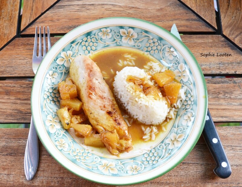 Poulet sauce ananas curry