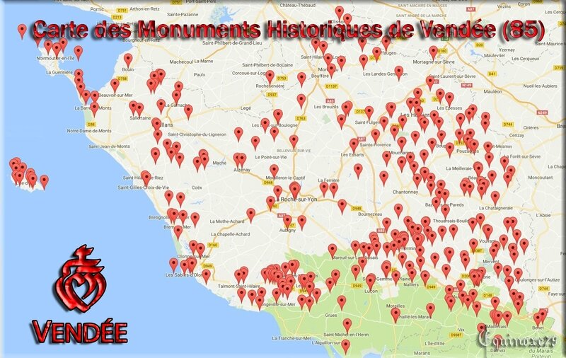 Carte des Monuments Historiques de Vendée (85)