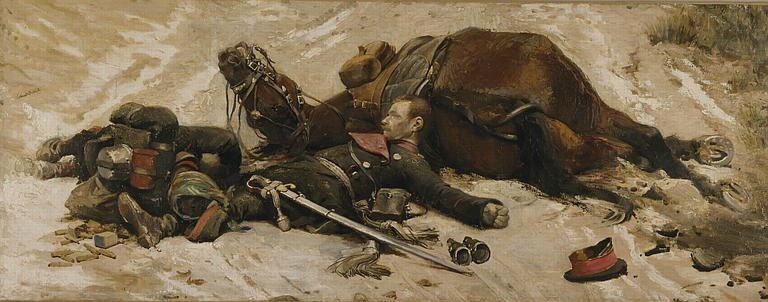 Detaille, mobile tué et officier allemand mort près de son cheval (fragment panorama de champigny)