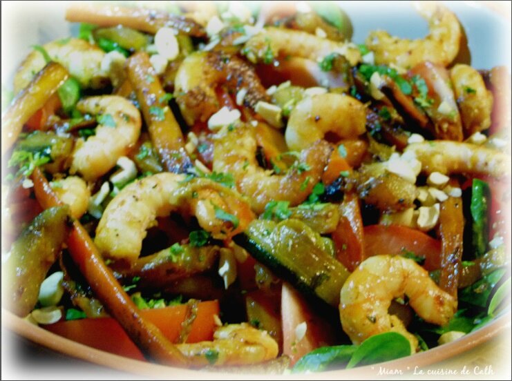 salade tiède aux crevettes2