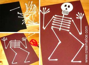 Carte Squelette Coton-tige Halloween