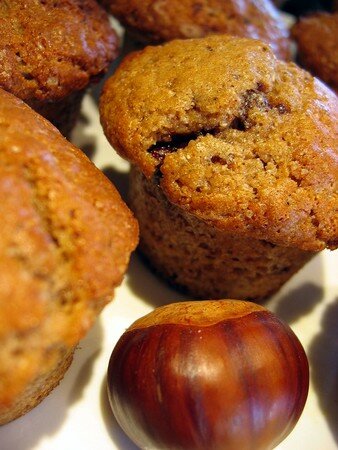 Muffins à la farine de chataîgnes, au chocolat et à la fève tonka