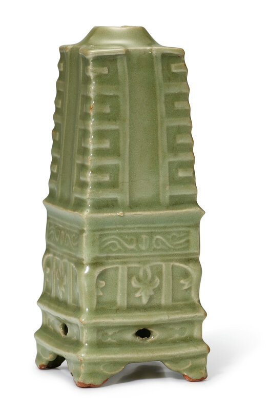 A rare Longquan celadon vase, cong, Song-Yuan dynasty