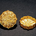 A gold hammered 'mythical animals' <b>box</b> <b>and</b> <b>cover</b>, Liao dynasty (907-1125)