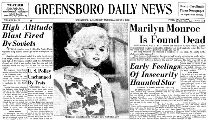 1962 Greensboro Daily News (Greensboro, North Carolina), 6 August 1962