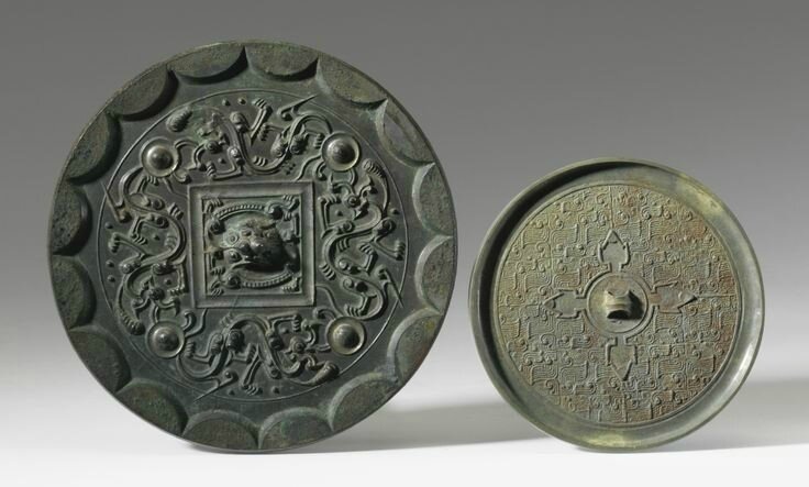 Two bronze mirrors, Warring States Period and Western Han Dynasty