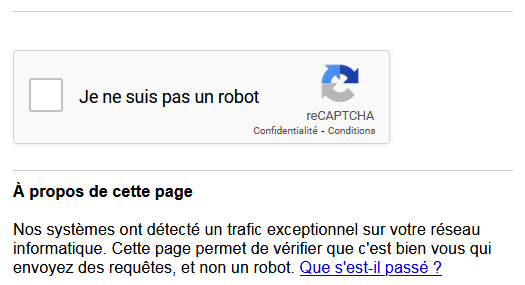 CAPTCHA : "Je ne suis pas un robot"