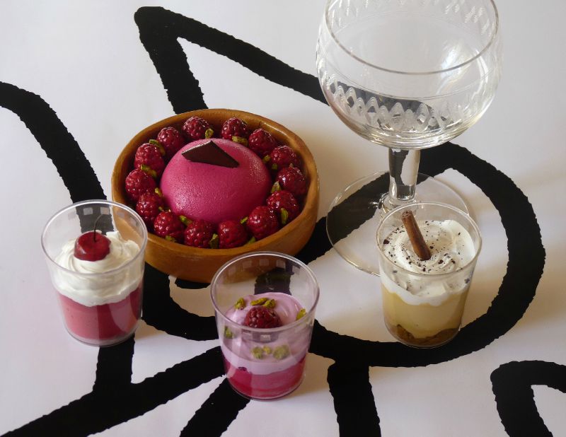 Verrines et tarte aux framboises