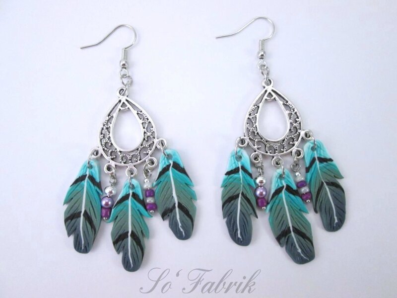 Plumes turquoise violet 4