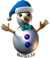 gif animé 3d joyeux Noel bonhomme neige bonnet