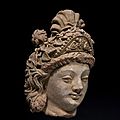 Large terracotta head of a Bodhisattva. Gandhara, Hadda style. <b>4th</b>-<b>5th</b> <b>Century</b> AD.