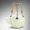 A Rare and Important Imperial White Jade and Cloisonne Enamel Ram-head Teapot and Cover, <b>Qing</b> Dynasty, Qianlong <b>Period</b>