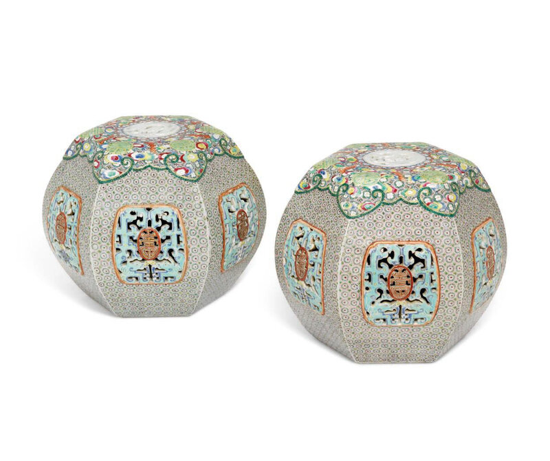 A rare pair of famille rose reticulated cushion-form elbow rests, Yongzheng period (1723-1735)