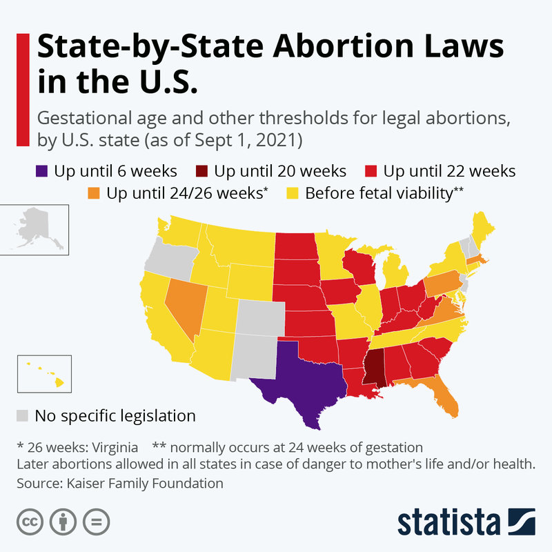 abortion USA stateby state laws