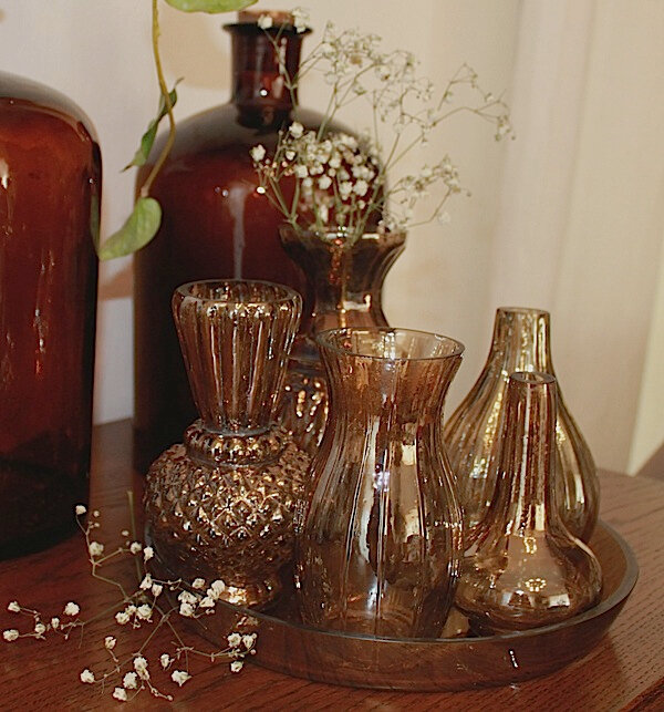 Vases-lot-ambre-verre-histoiredefamille