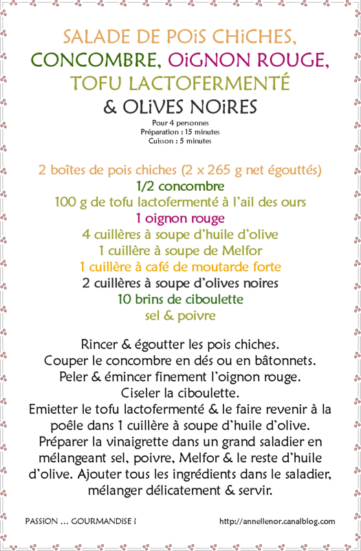 Salade de pois chiches, concombre, oignon rouge, lactofermenté & olives noires_fiche