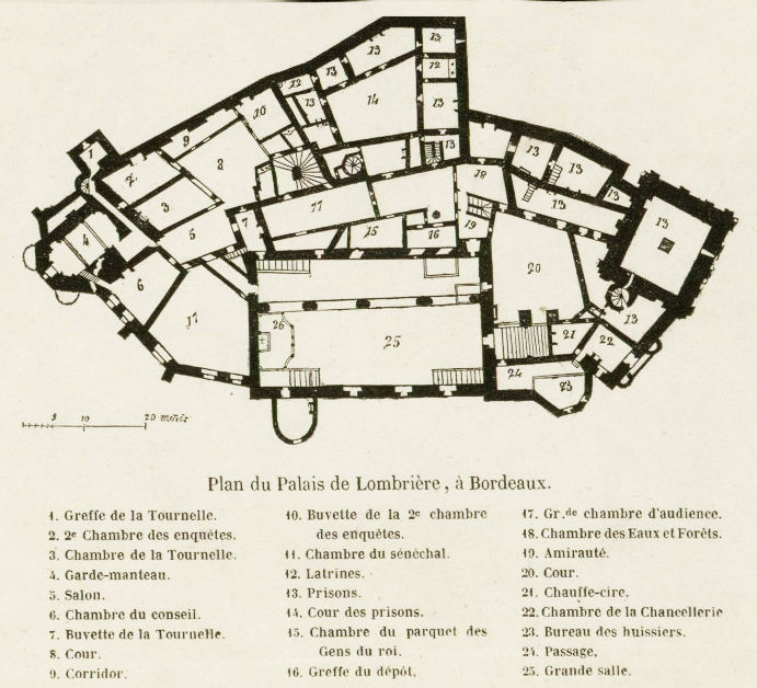 Plan du Palais de Lombrière, à Bordeaux