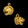 A Greek gold lion head pendant, <b>Classical</b> <b>period</b>, circa 5th-4th century B.C. 