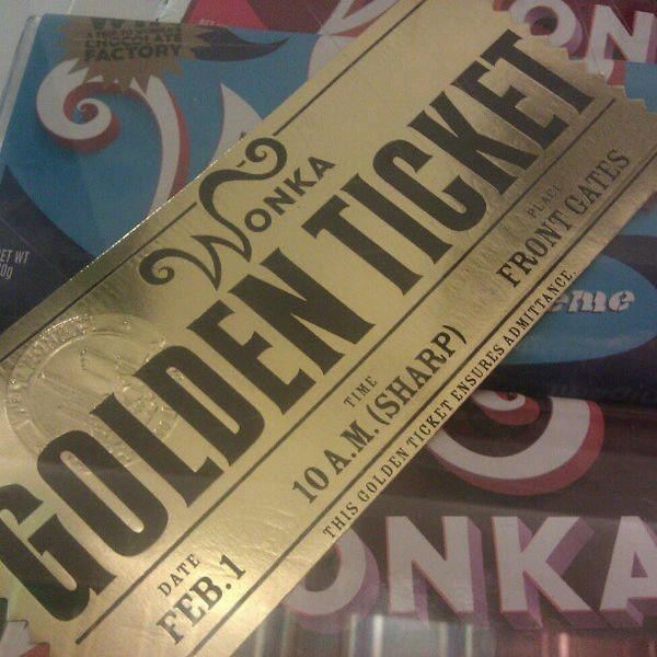 Le ticket d’or valant une visite de la chocolaterie de Willy Wonka