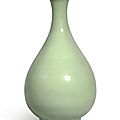 A superb 'Longquan' celadon bottle vase, <b>yuhuchunping</b>, Yuan dynasty