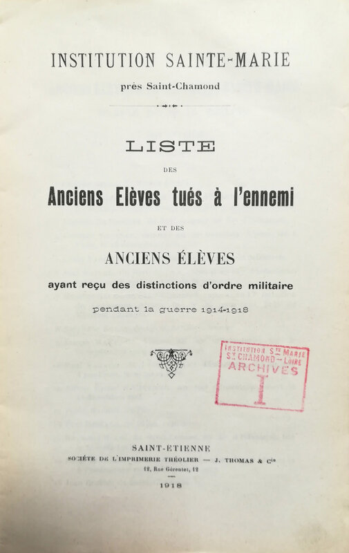 liste anciens élèves Sainte-Marie tués, 1914-1918 (2)