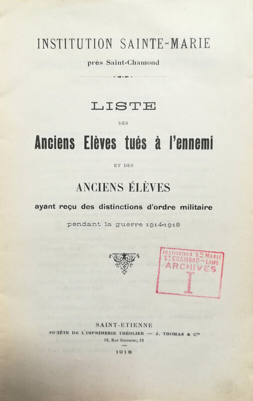 liste anciens élèves Sainte-Marie tués, 1914-1918 (2)