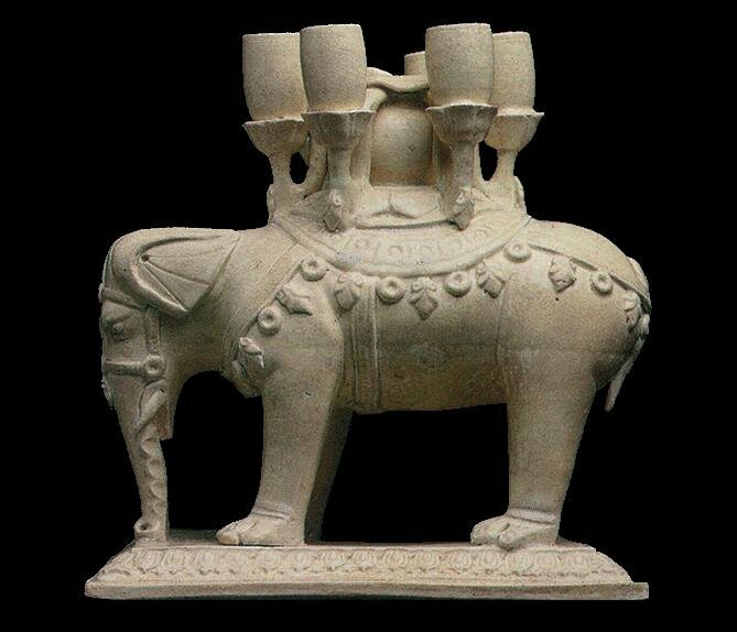 White-glazed ‘elephant’ candle stand, the Meiyintang Collection,