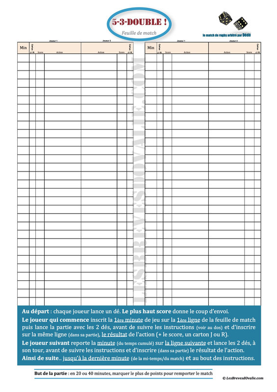 Feuille de match à télécharger via lien ci-dessus
