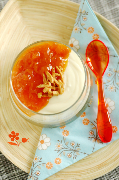 Crème chocolat blanc, confiture acidulée d'abricots_1