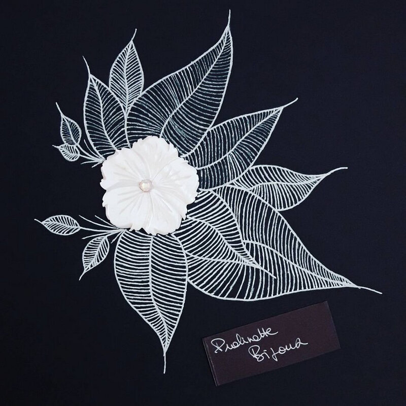dessin-carte-bijou-nacre-mandala-doodle-zentagle-pralinette-bijoux-feuillage-et-fleur-de-nacre