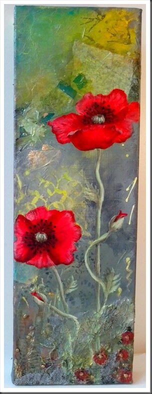 mixed media coquelicots d'été