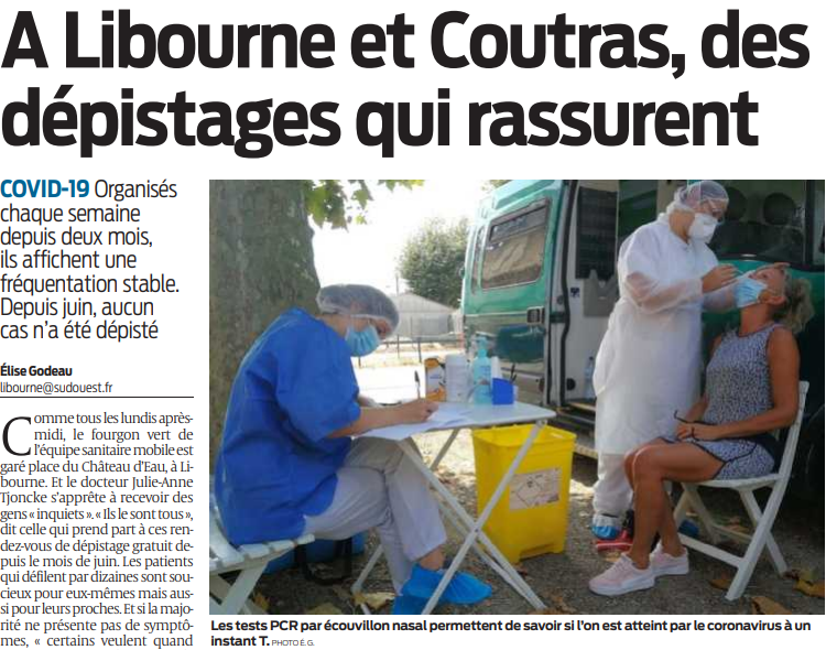 2020 08 13 SO A Libourne et Coutras des dépistages qui rassurent