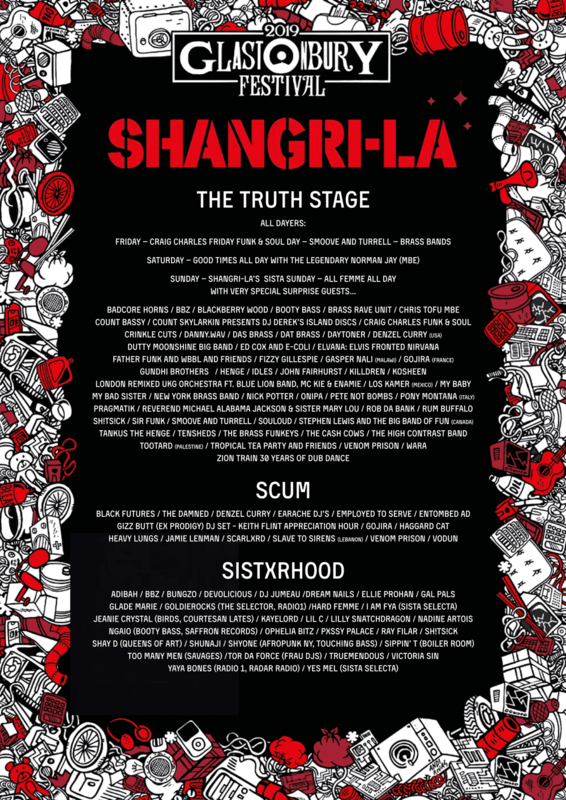 Glastonbury_festival_2019_Shangri La_Shangri-La_The Truth stage_Scum Stage_Sistxrhood stage_line-up_programmation_poster_affiche