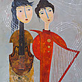 Harpe et contrebasse, par Evelyne Grenet